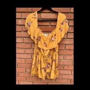 Mustard Floral Off Shoulder Romper